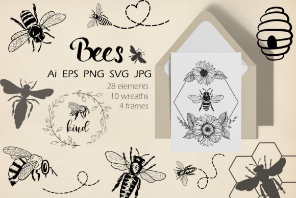 Bees Line Art Bundle: A Review for Graphics and Illustrations