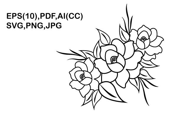 Black and White Flower Illustrations for Crafting and Design