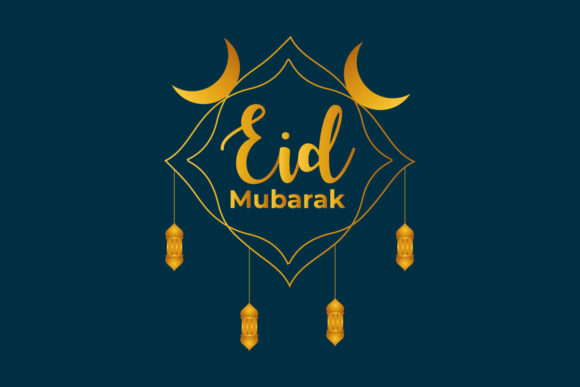 Eid Islamic Flat Design Moon and Star Graphics for Illustrations