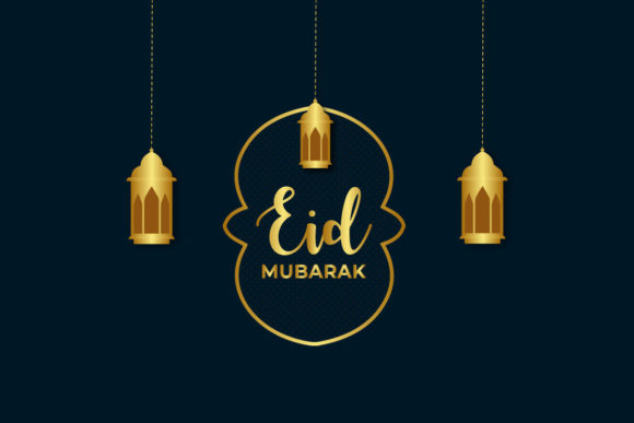 Eid Mubarak Greeting Card Gold Lantern Graphics & Illustrations Review