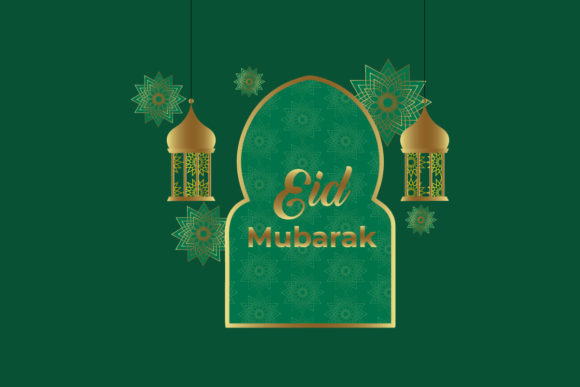Eid Mubarak Greeting Islamic Flat Design Graphics and Illustrations