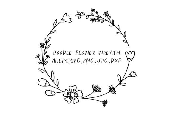 Flower Wreath Hand Drawn Svg for Graphics and Illustrations