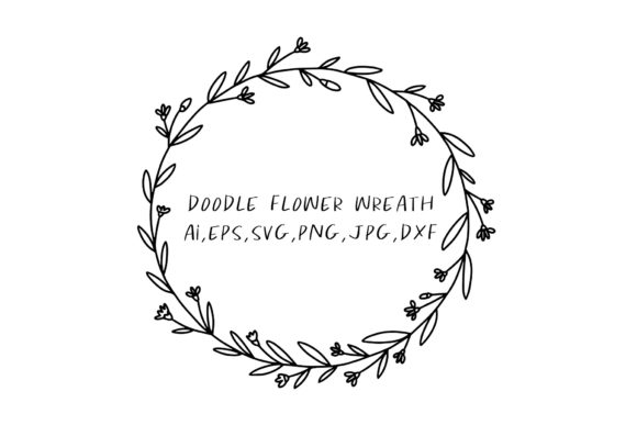 Flower Wreath Hand Drawn Svg for Graphics & Illustrations