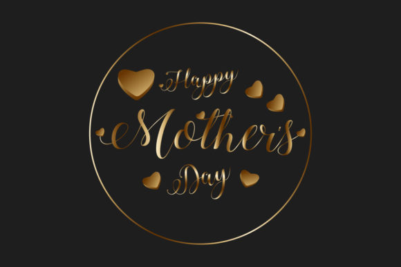Gold Mothers Day Handwritten Lettering for Graphics and Illustrations