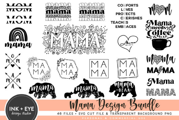 Mama Designs SVG - Mom Cut File Bundle for Graphics