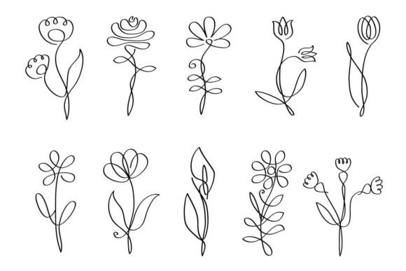 One Line Flowers: Minimalist Graphics and Illustrations for Modern Brands