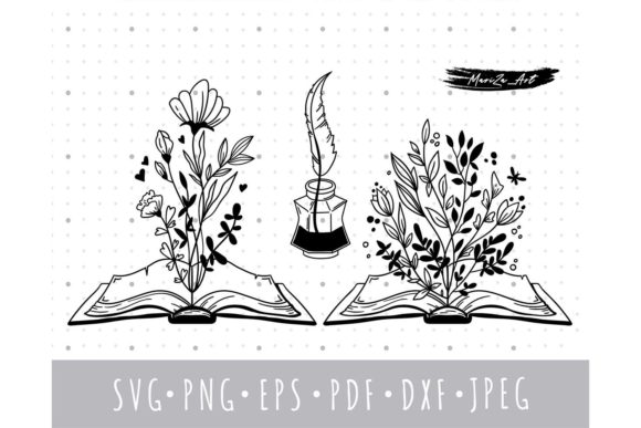Open Book and Flowers PNG SVG Images for Blog and Web Design
