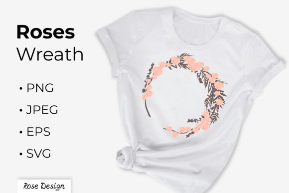 Pink Rose Flowers Wreath - Boho Frame Graphics and Illustrations