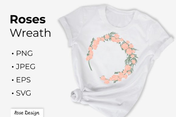 Pink Rose Flowers Wreath Graphics and Illustrations Review