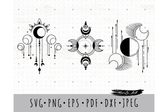 Witchy Geometric Moon SVG PNG Bundle for Graphics & Illustrations