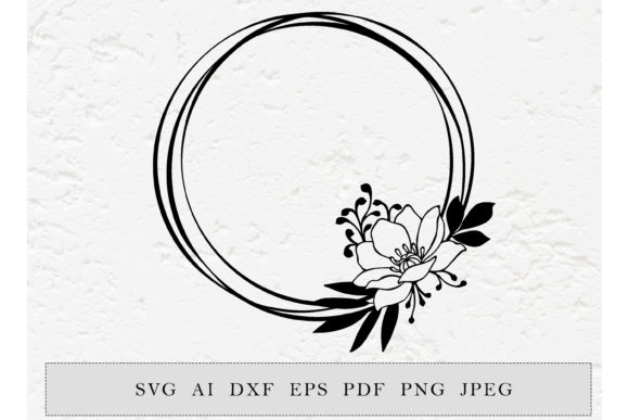 Wreath with Magnolia Flowers, Cut File: Graphics & Illustrations Review