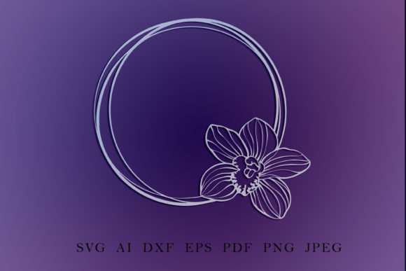 Wreath with Orchid Flowers Graphic for Branding and Packaging